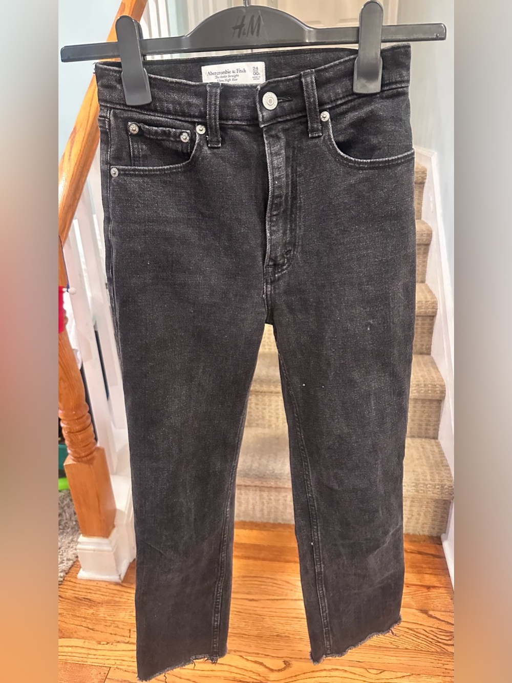 Abercrombie & Fitch Washed Black Straight Jeans - Size 24/00 -Women or Teen Girl